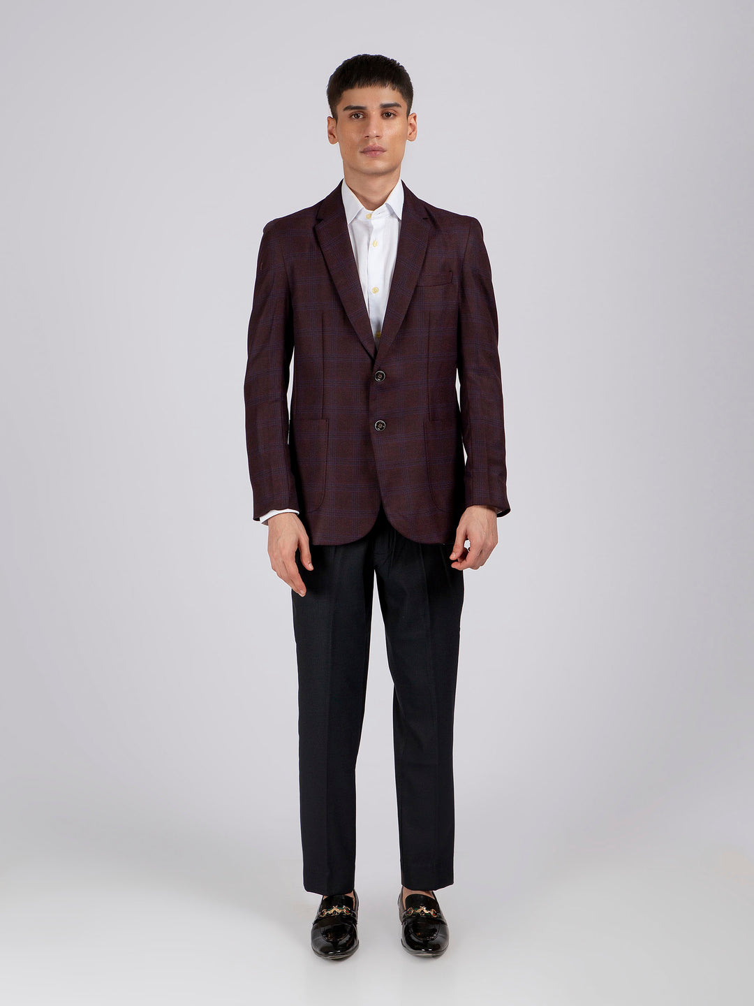 Purple Checkered Blazer Brumano Pakistan