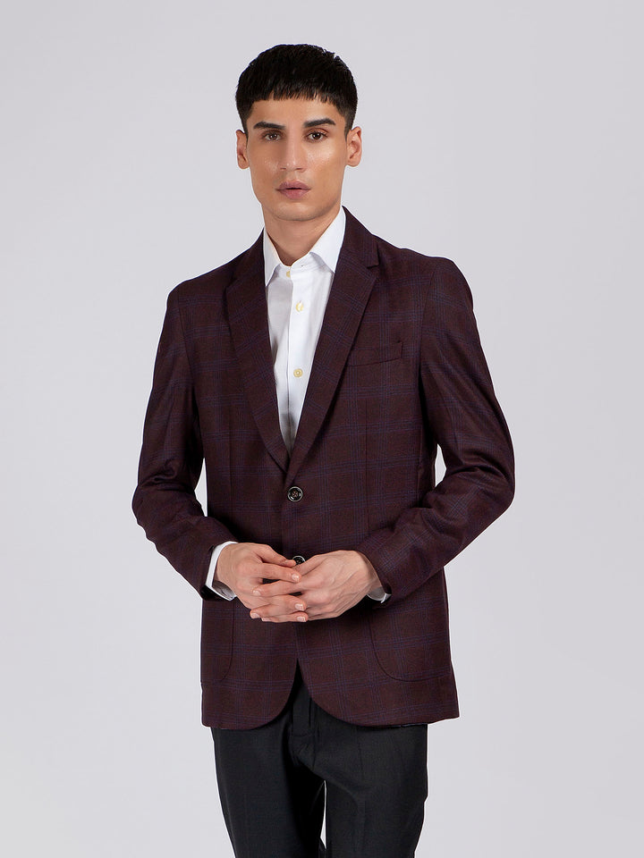 Purple Checkered Blazer Brumano Pakistan 