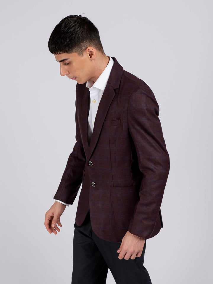 Purple Checkered Blazer Brumano Pakistan