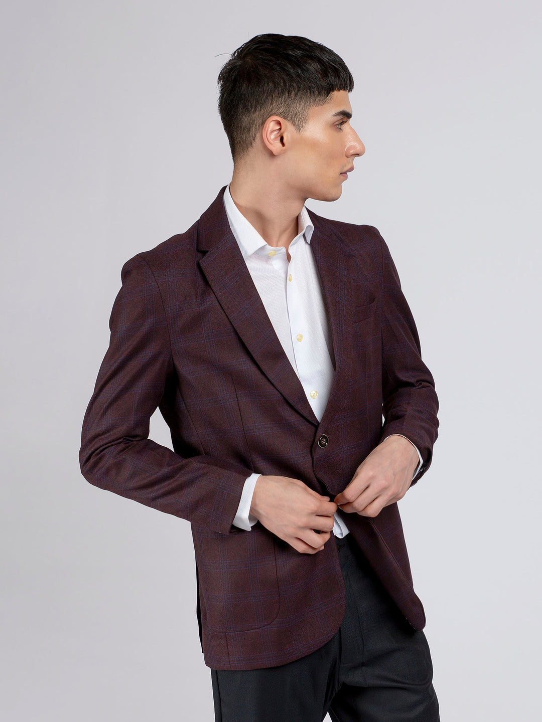 Purple Checkered Blazer Brumano Pakistan