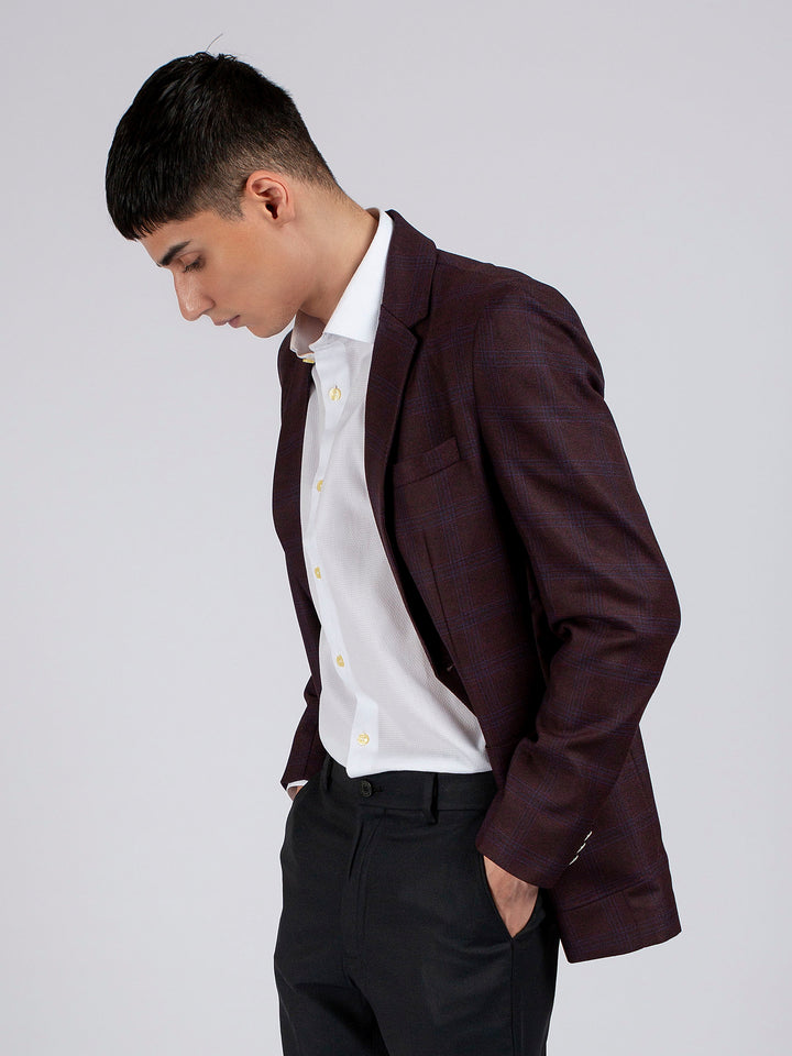 Purple Checkered Blazer Brumano Pakistan