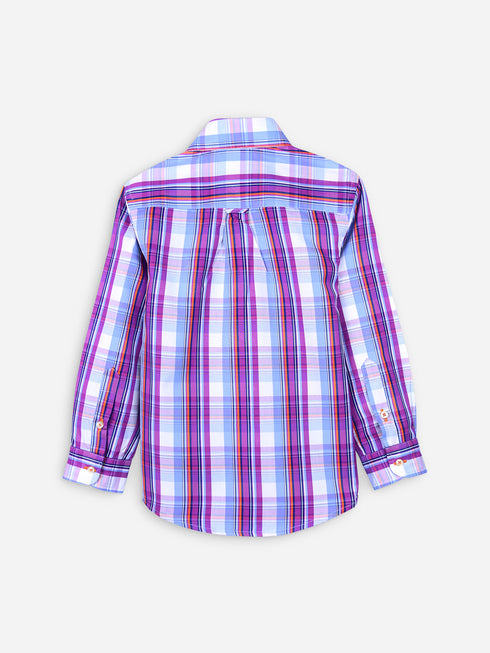 Purple Checkered Long Sleeve Casual Shirt Brumano Pakistan