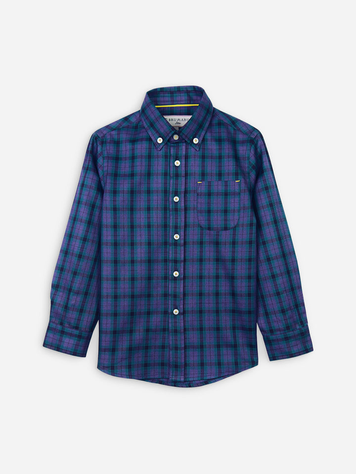 Purple & Blue Flannel Checkered Casual Shirt Brumano Pakistan
