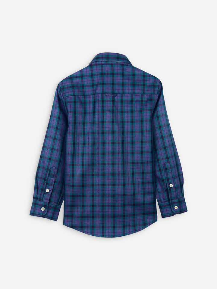 Purple & Blue Flannel Checkered Casual Shirt Brumano Pakistan