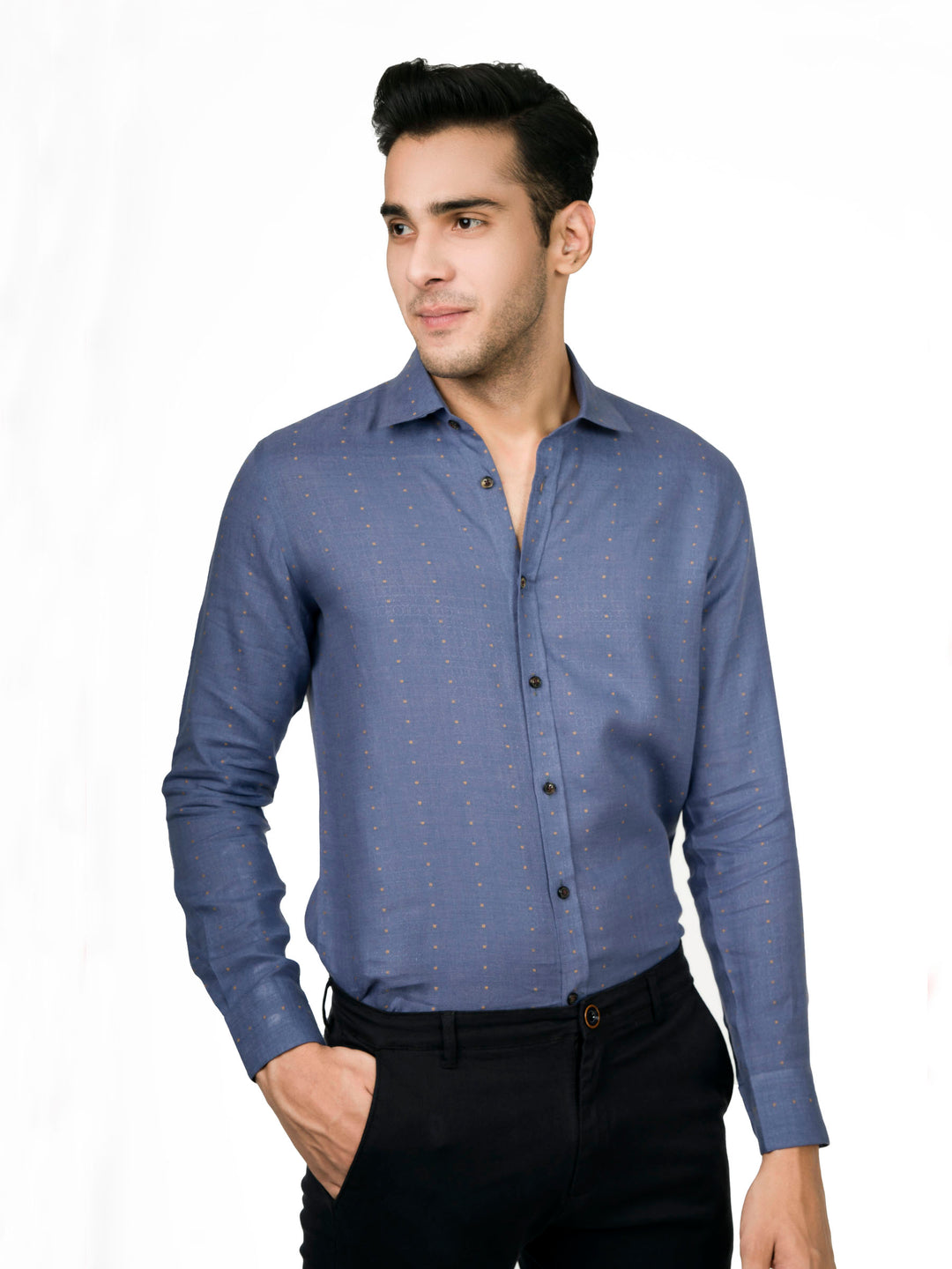 Purple & Orange Dobby Linen Shirt Brumano Pakistan