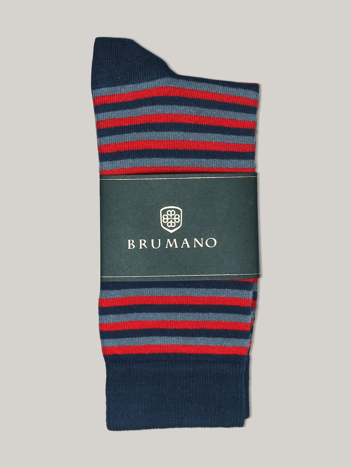 Red & Blue Striped Cotton Socks Brumano Pakistan