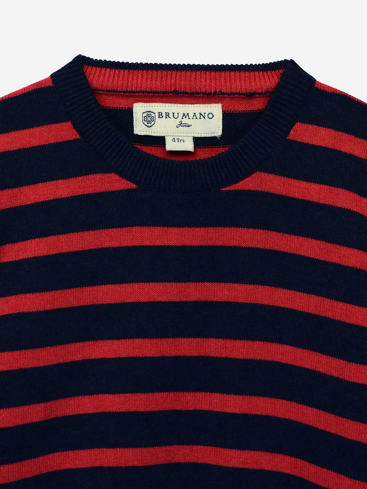 Red & Blue Striped Crew Neck Sweater Brumano Pakistan