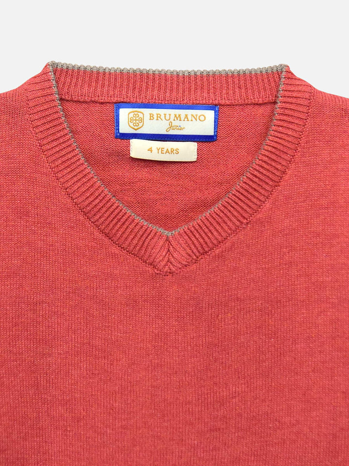 Red Casual V-Neck Sweater Brumano Pakistan