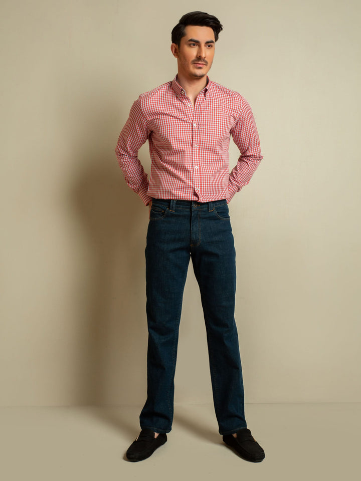 Red Gingham Poplin Shirt Brumano Pakistan