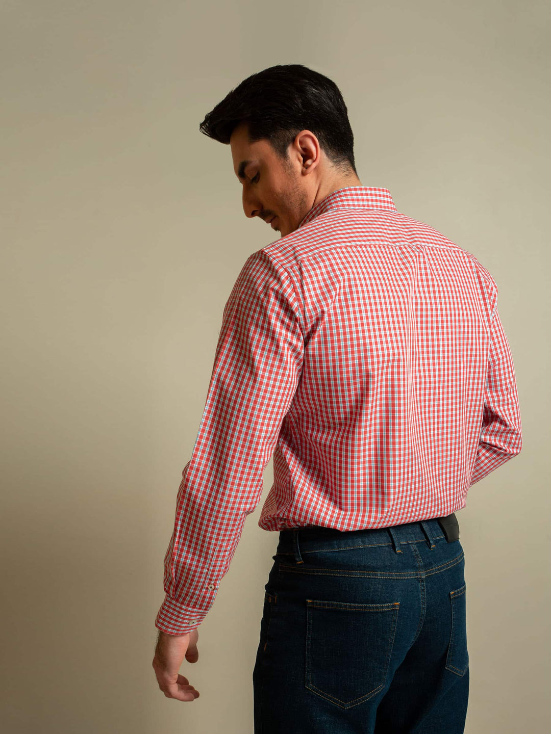 Red Gingham Poplin Shirt Brumano Pakistan