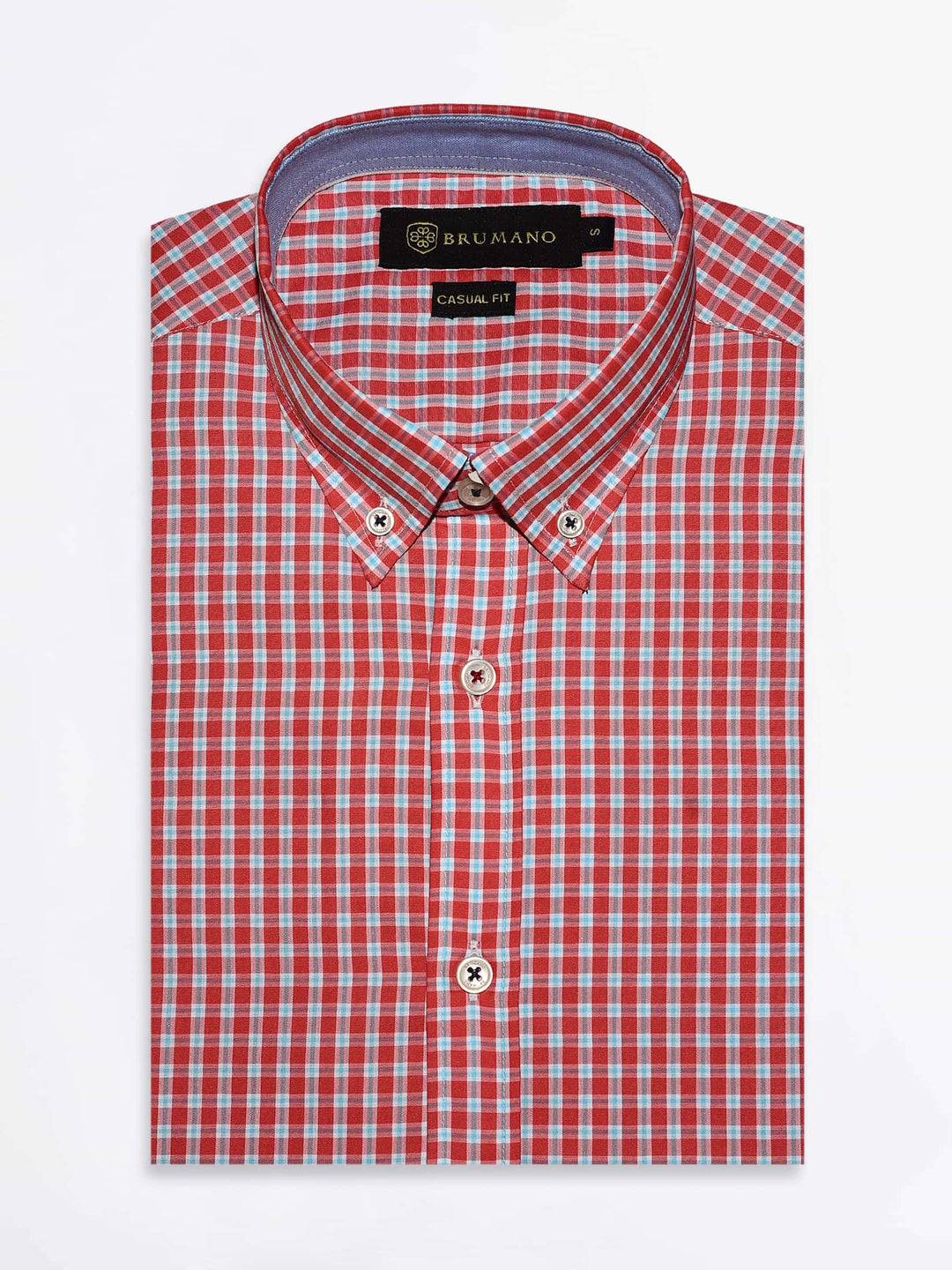 Red Gingham Poplin Shirt Brumano Pakistan
