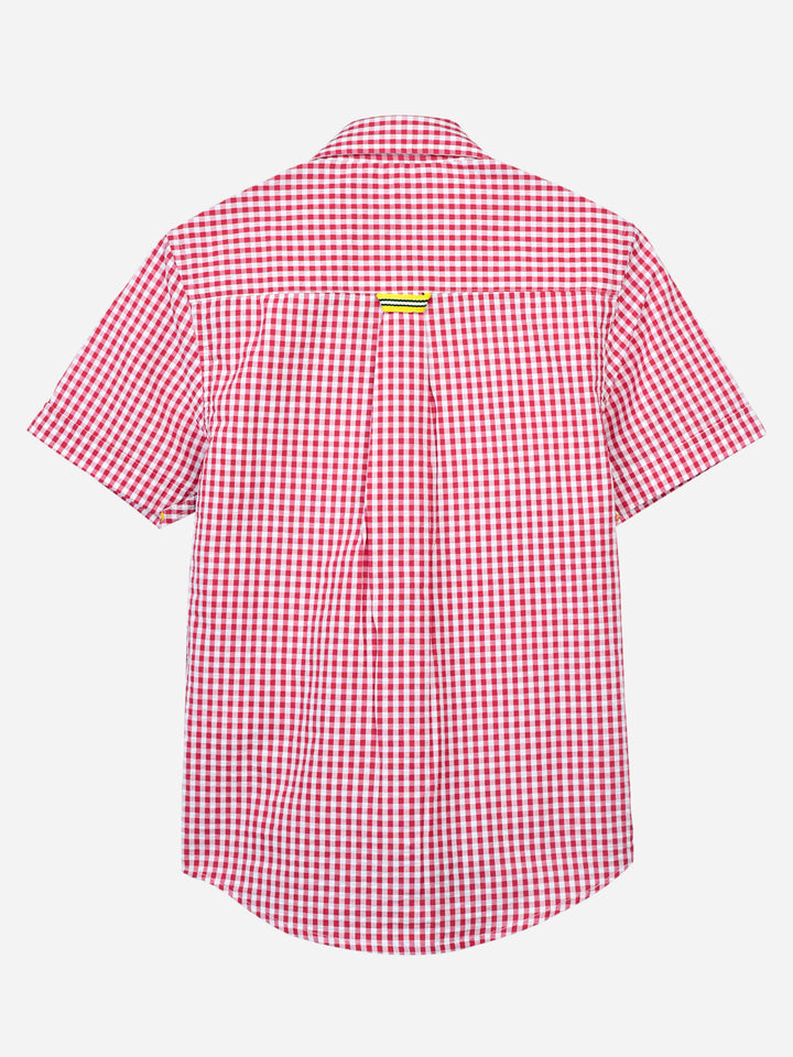 Red Gingham Seersucked Short Sleeve Casual Shirt Brumano Pakistan