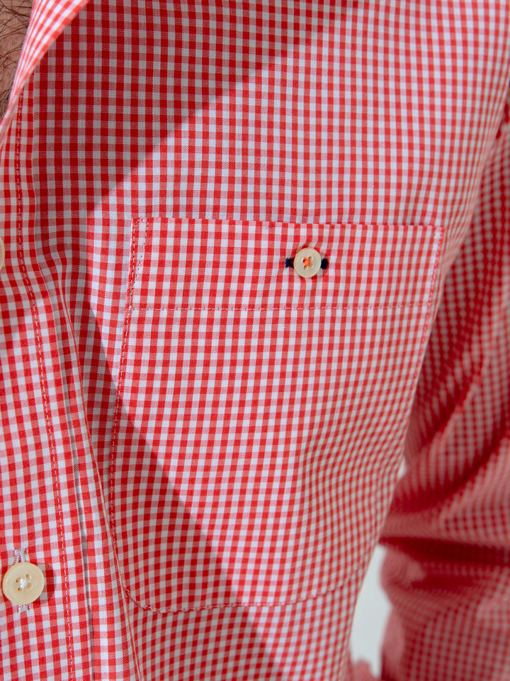 Red Micro Gingham Shirt With Detailing Brumano Pakistan