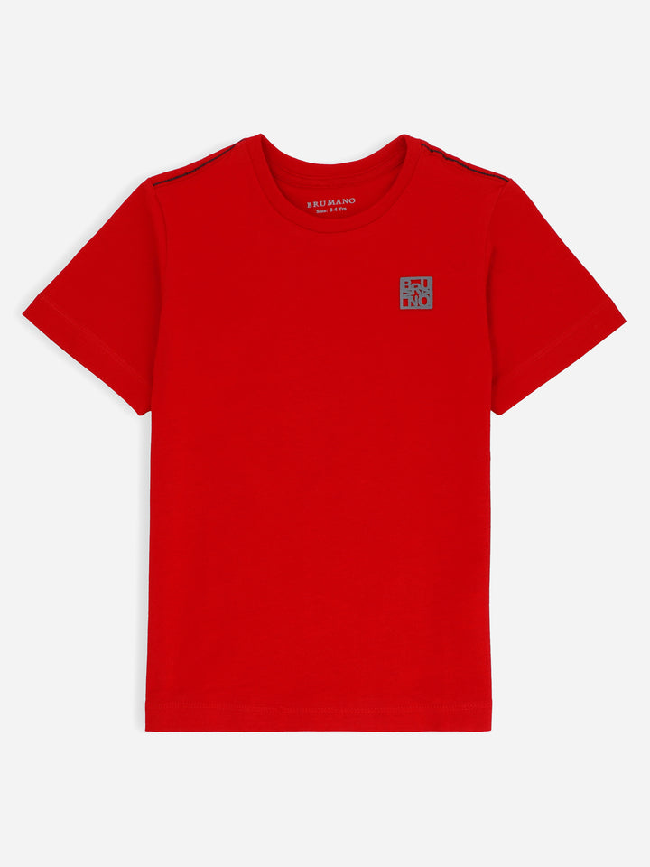 Red Basic Crew Neck Casual T-Shirt Brumano Pakistan