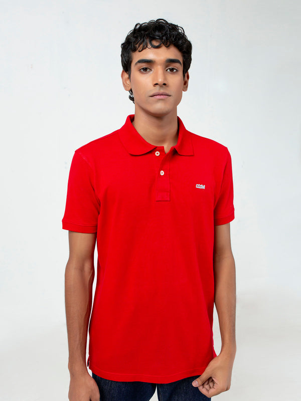 Red Basic Pique Polo Shirt Brumano Pakistan