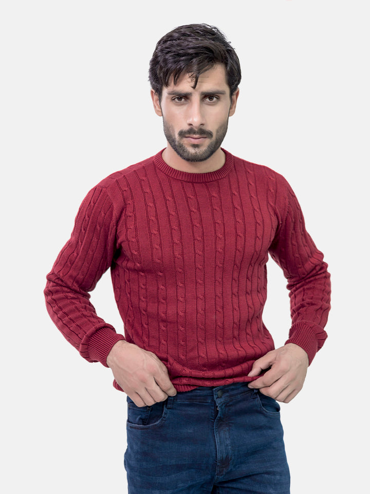 Red Cable Knitted Jumper Brumano Pakistan