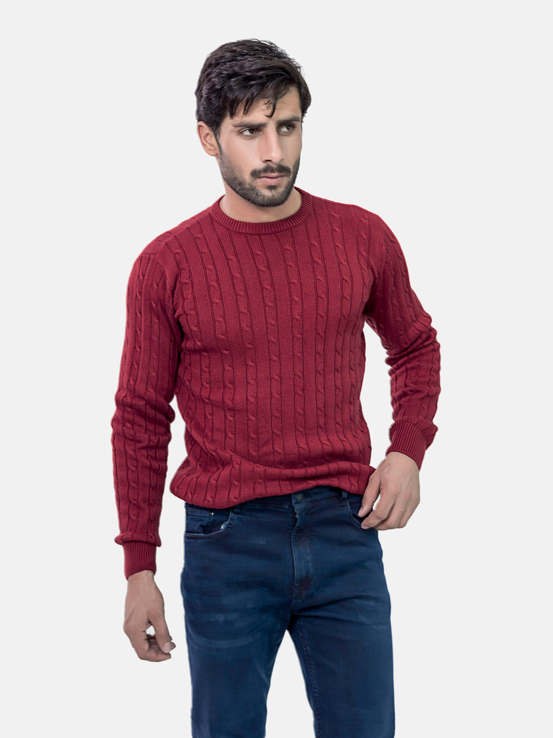 Red Cable Knitted Jumper Brumano Pakistan