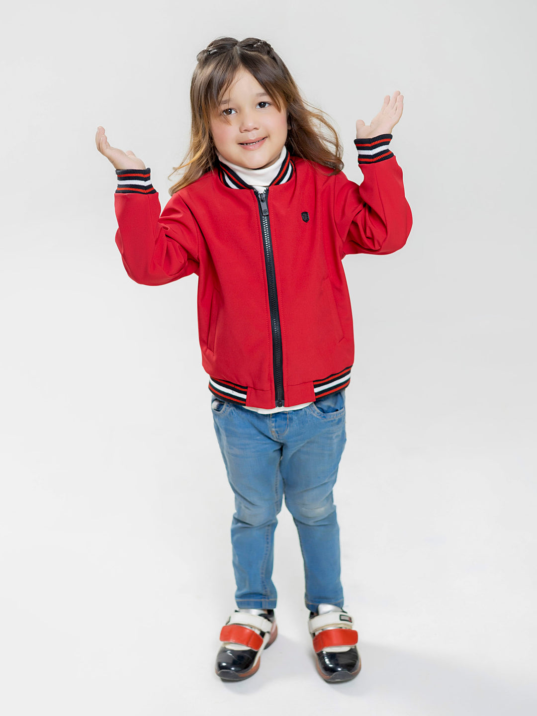 Red Casual Bomber Jacket With Contrasting Rib - Unisex Brumano Pakistan