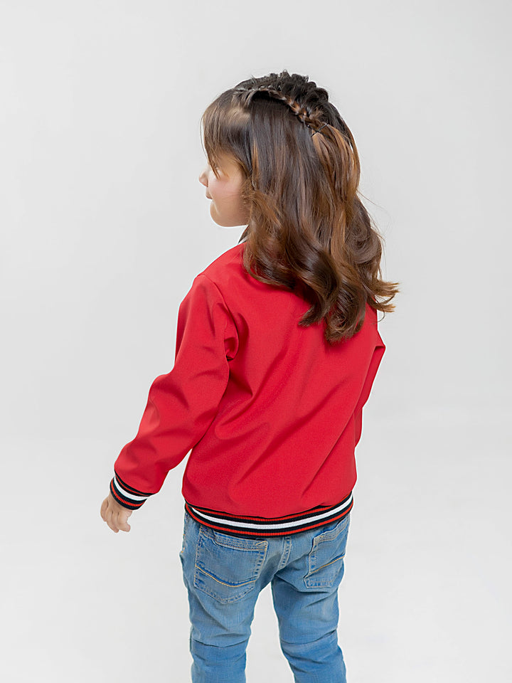 Red Casual Bomber Jacket With Contrasting Rib - Unisex Brumano Pakistan