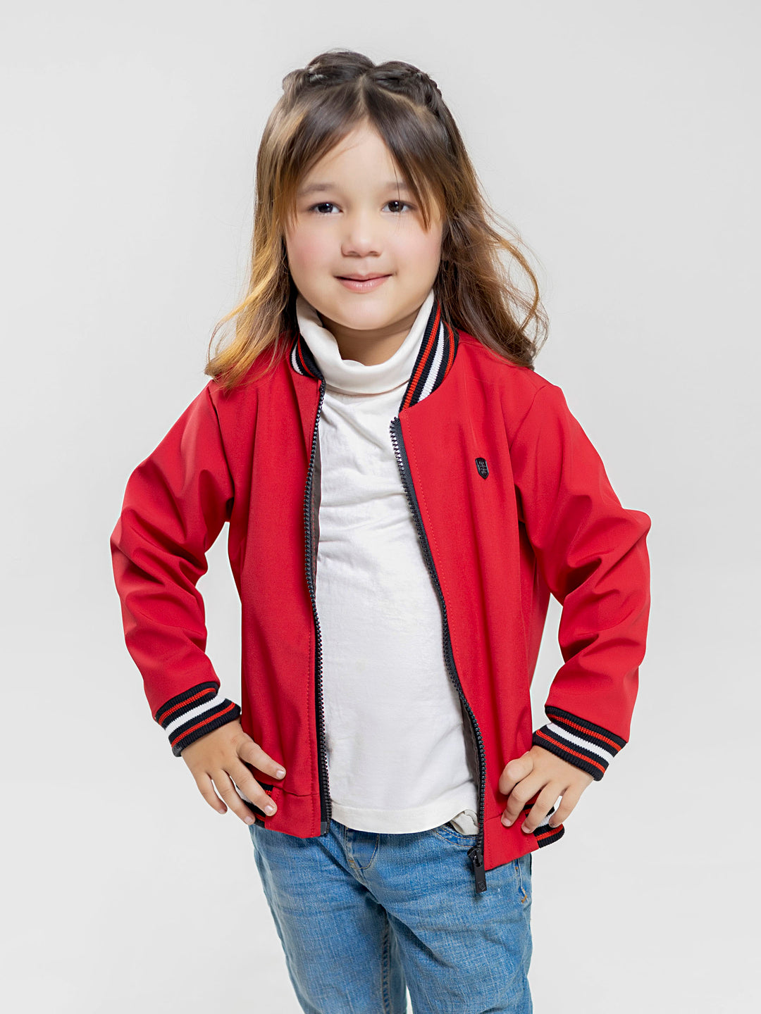 Red Casual Bomber Jacket With Contrasting Rib - Unisex Brumano Pakistan