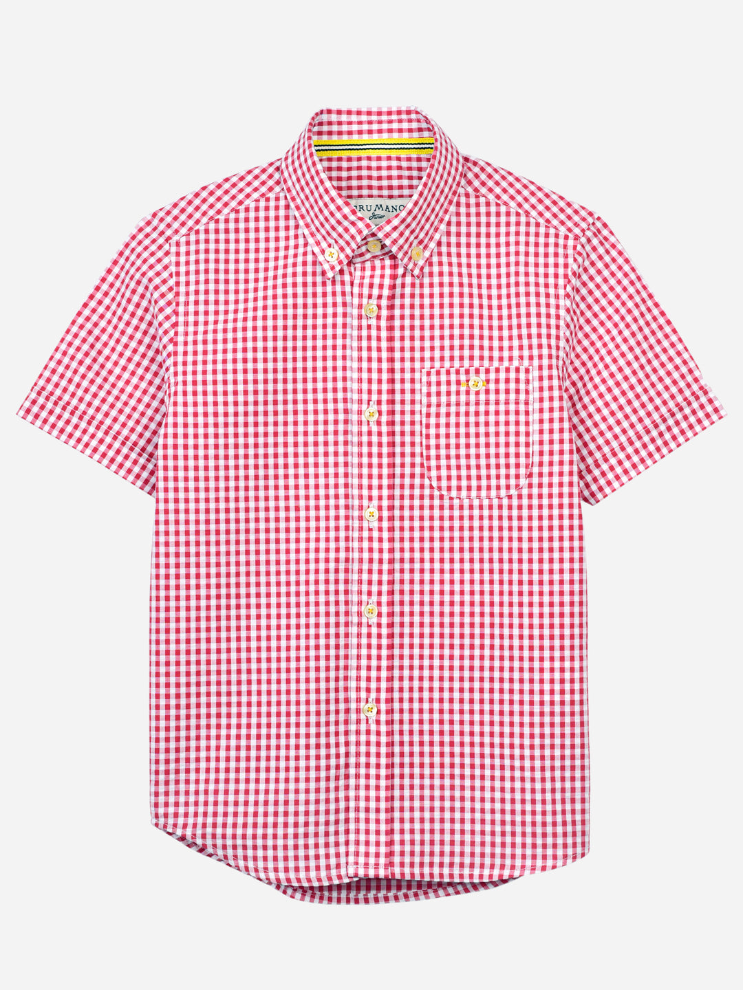 Red Gingham Seersucked Short Sleeve Casual Shirt Brumano Pakistan
