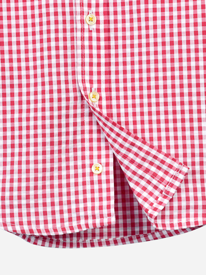 Red Gingham Seersucked Short Sleeve Casual Shirt Brumano Pakistan