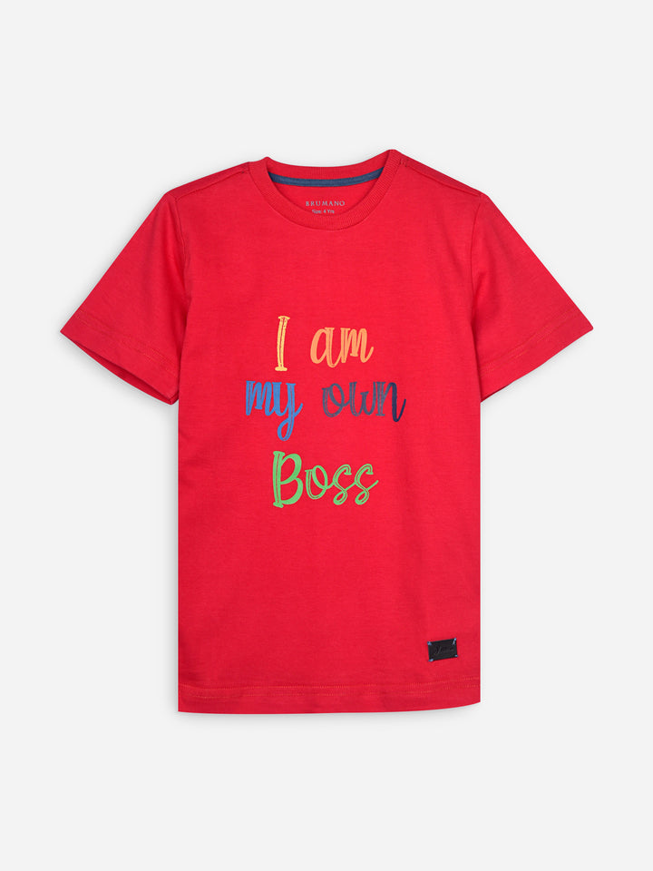 Red Graphic Printed Casual T-shirt Brumano Pakistan