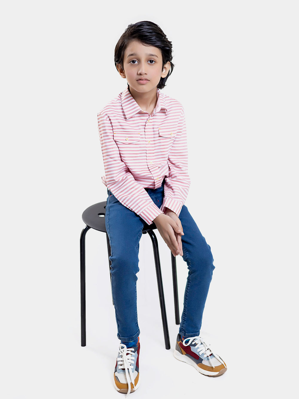 Red horizontal striped casual shirt brumano pakistan 