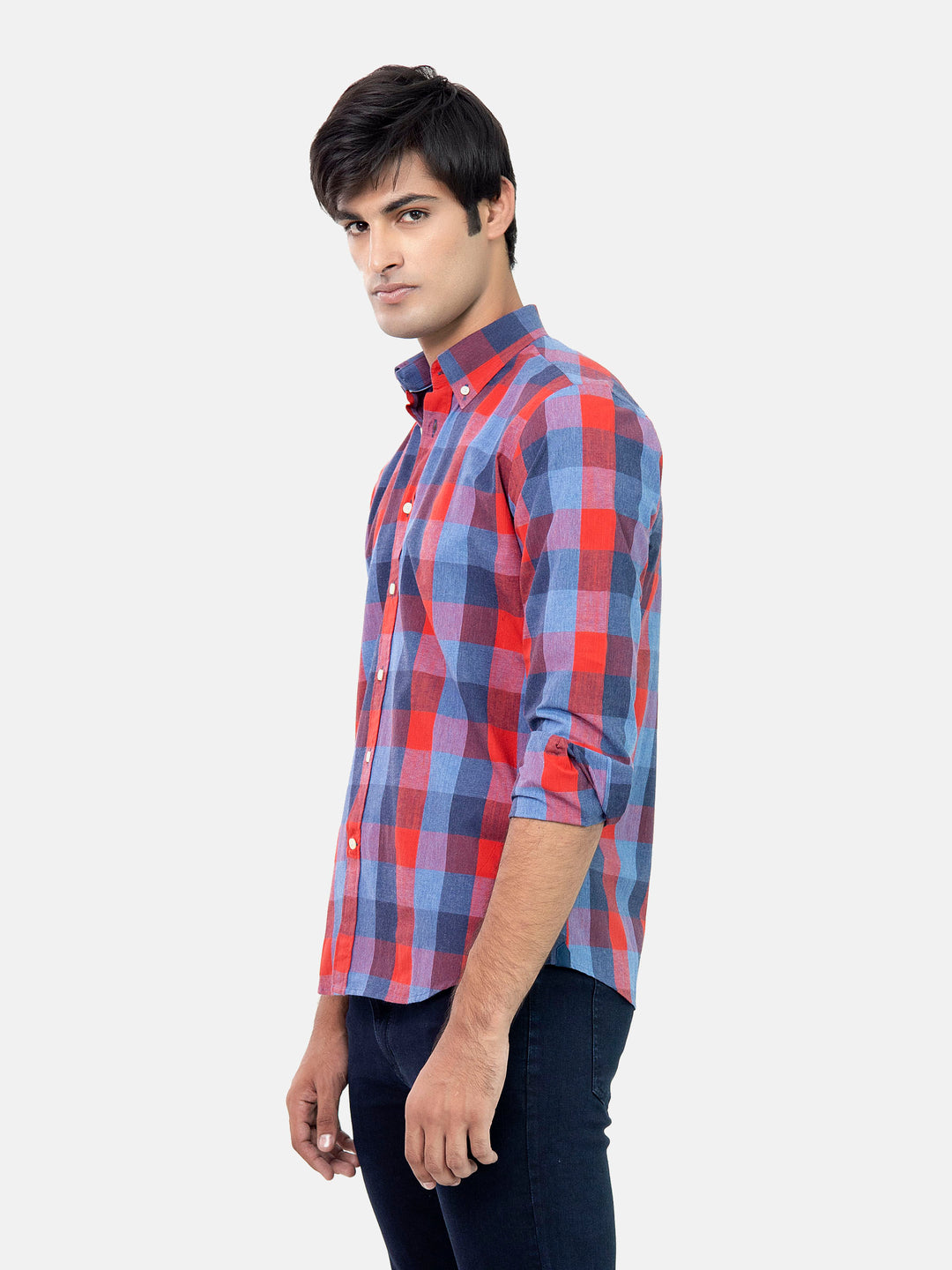 Red & Blue Bold Checkered Shirt Brumano Pakistan