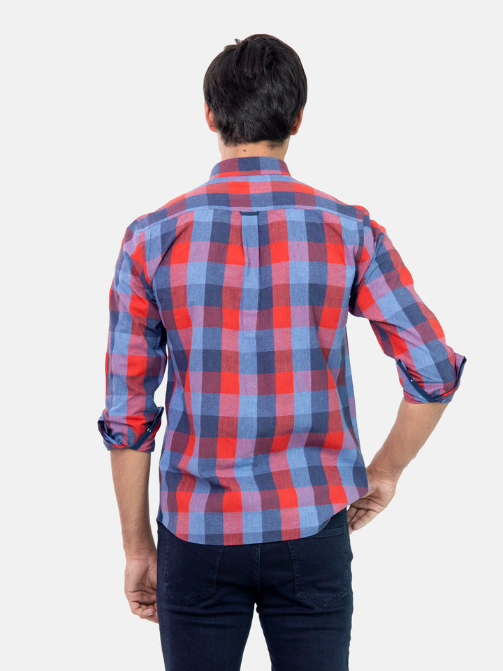 Red & Blue Bold Checkered Shirt Brumano Pakistan