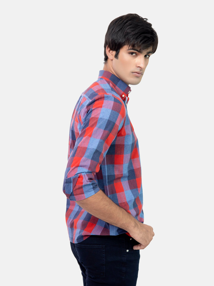 Red & Blue Bold Checkered Shirt Brumano Pakistan