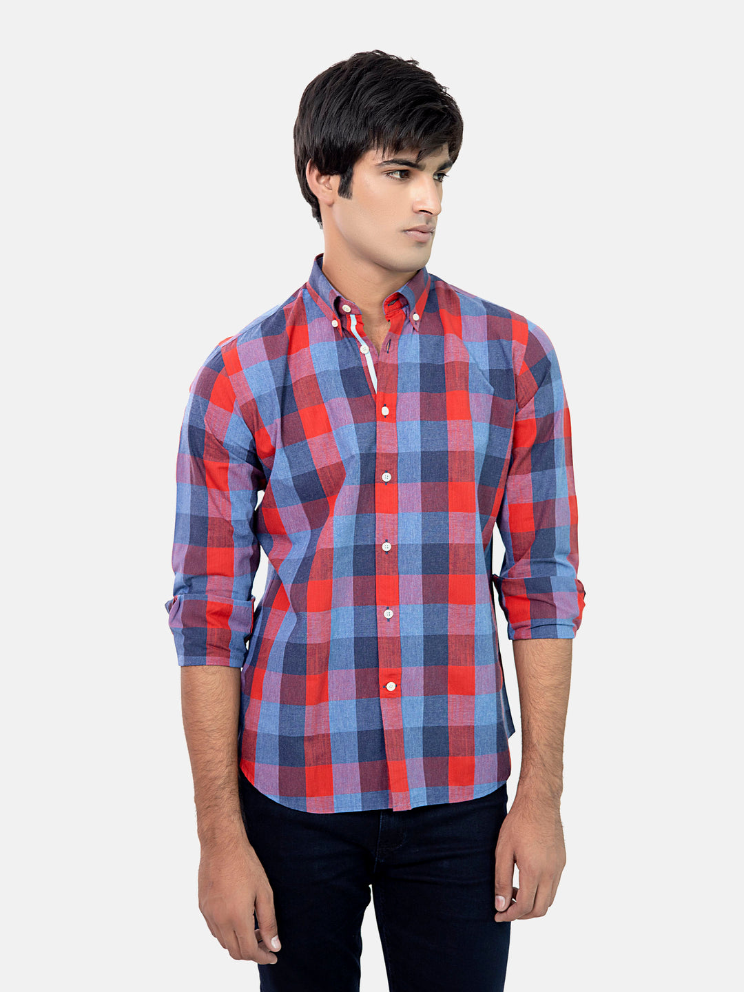 Red & Blue Bold Checkered Shirt Brumano Pakistan