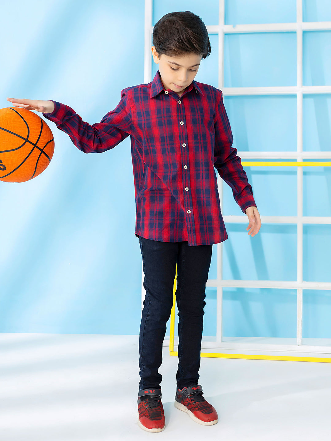 Red & Blue Long Sleeve Checkered Shirt Brumano Pakistan