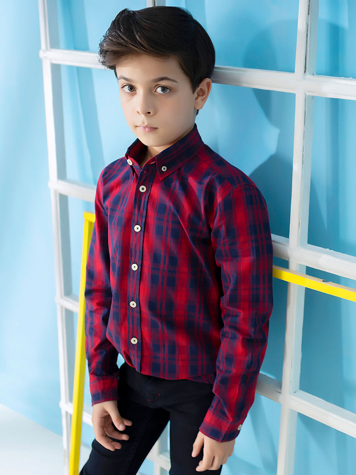 Red & Blue Long Sleeve Checkered Shirt Brumano Pakistan