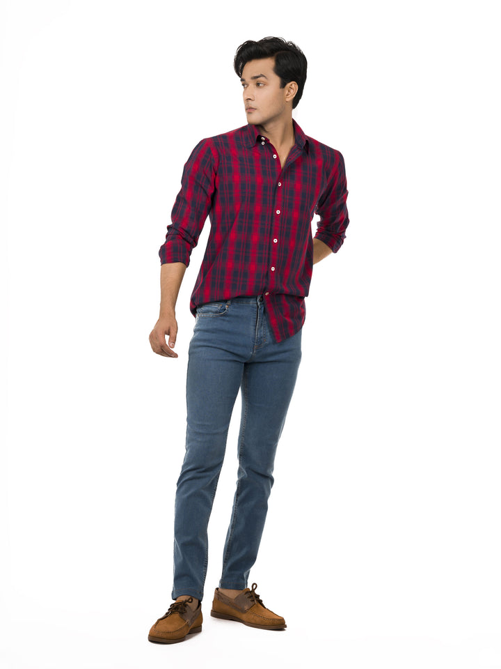 Red & Navy Blue Checkered Shirt Brumano Pakistan