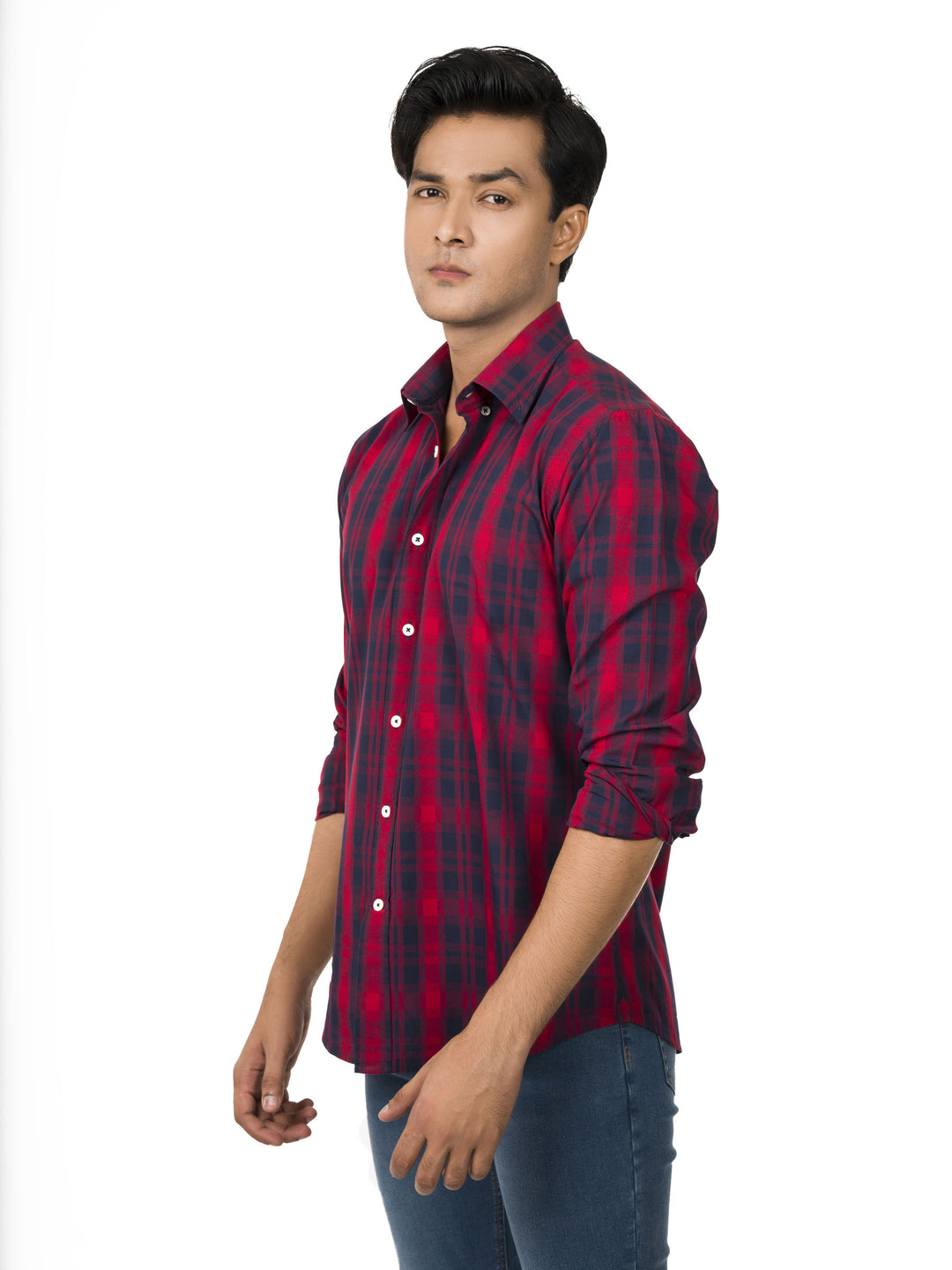 Red & Navy Blue Checkered Shirt Brumano Pakistan