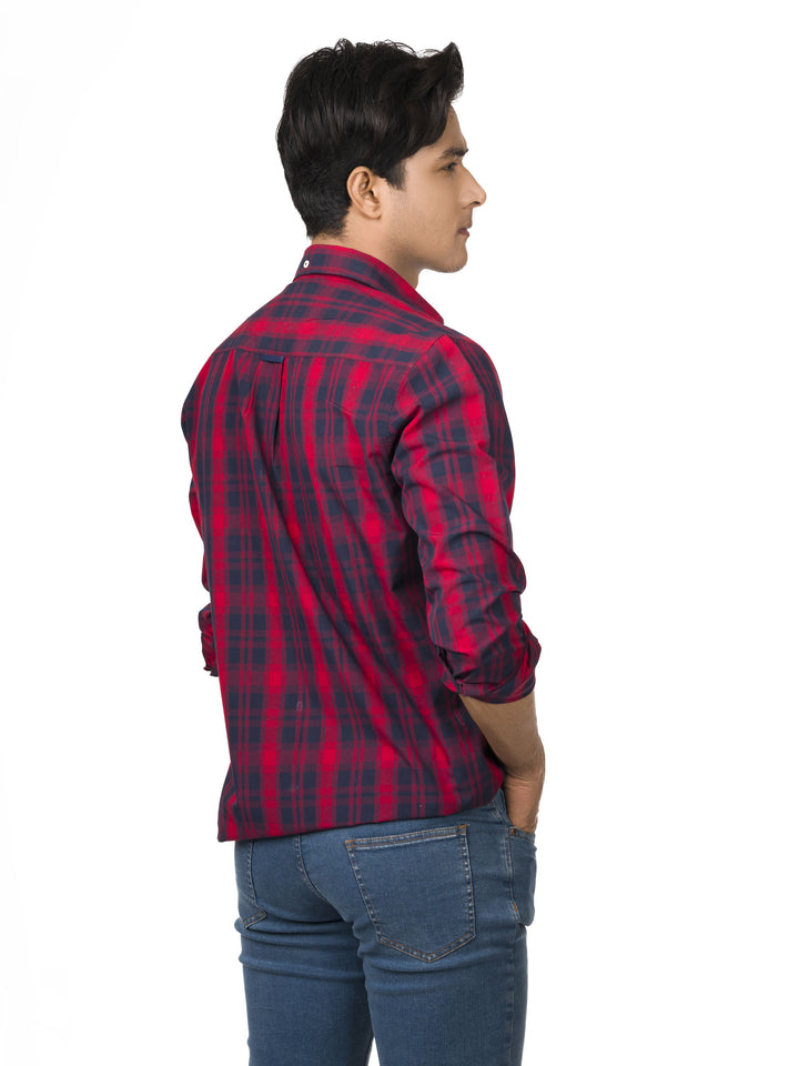 Red & Navy Blue Checkered Shirt Brumano Pakistan