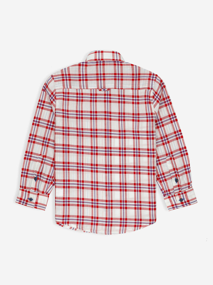 Red & White Checkered Long Sleeve Casual Shirt Brumano Pakistan