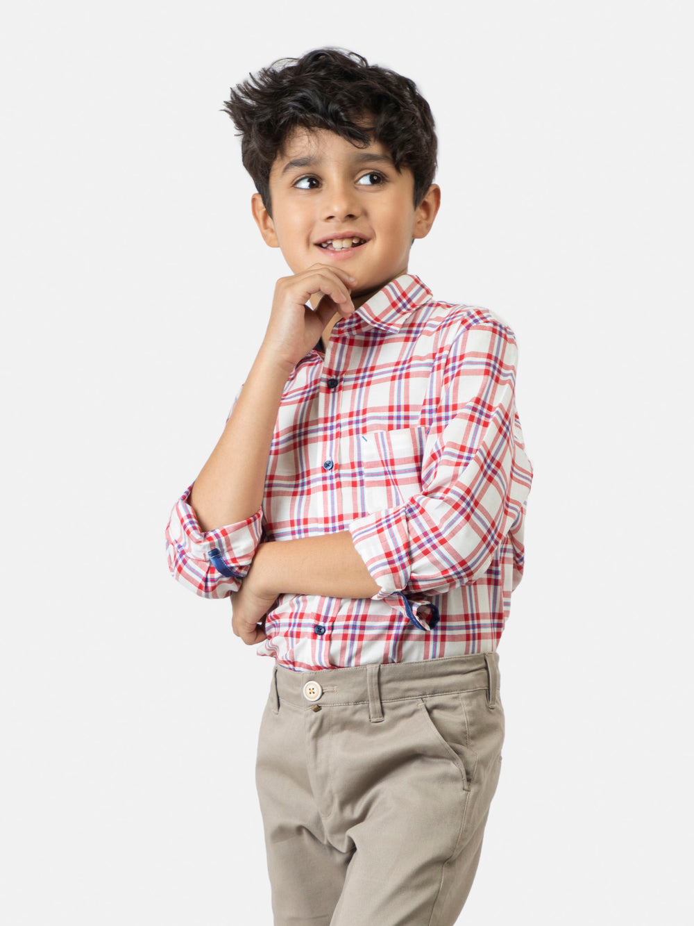 Red & white checkered long sleeve casual shirt brumano pakistan