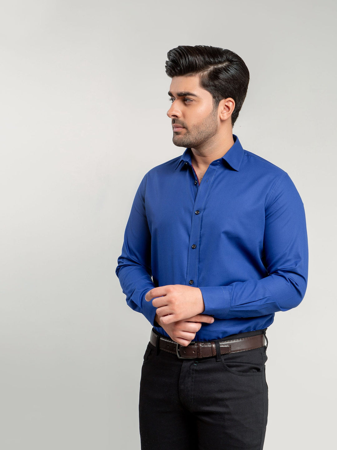 Royal Blue Dobby Structured Formal Shirt Brumano Pakistan