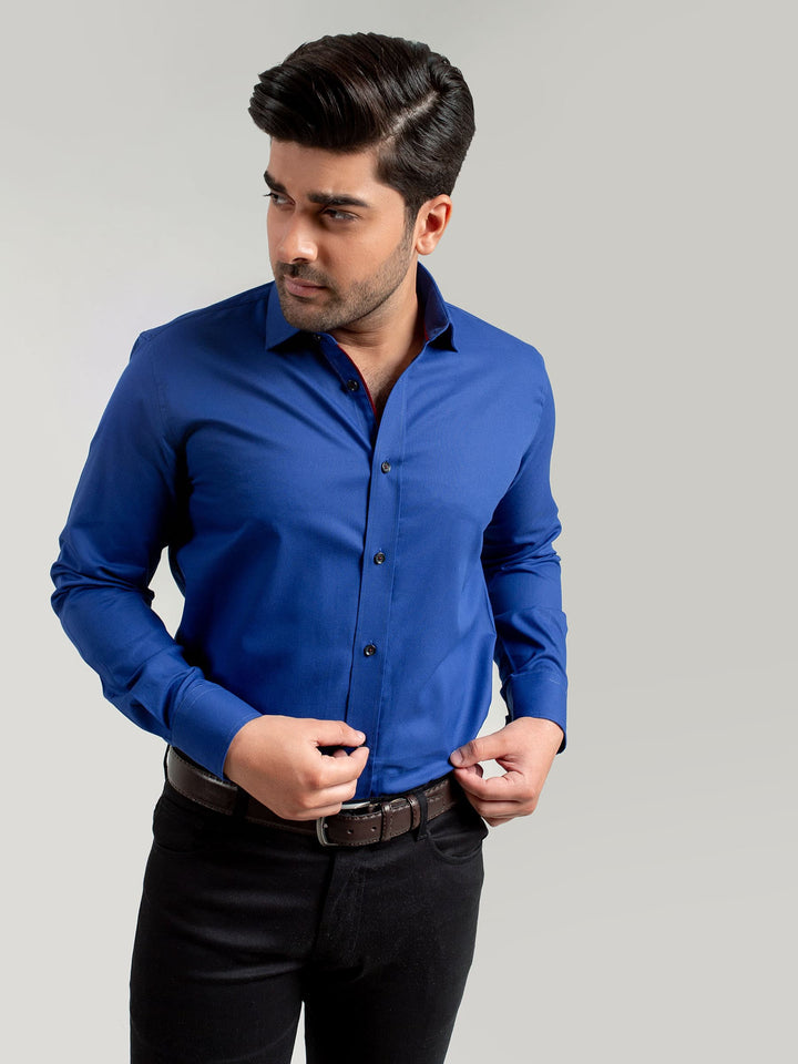 Royal Blue Dobby Structured Formal Shirt Brumano Pakistan