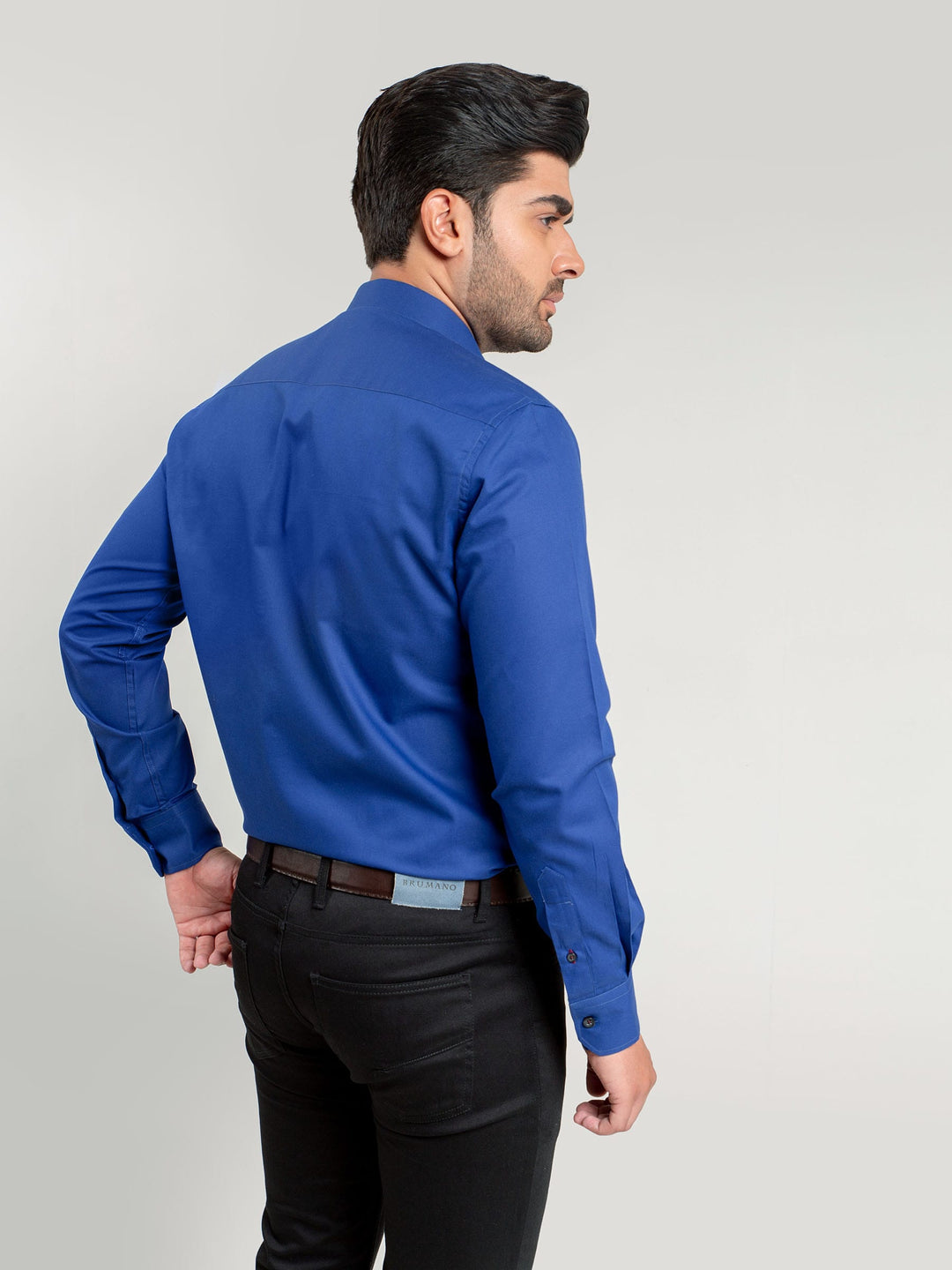 Royal Blue Dobby Structured Formal Shirt Brumano Pakistan