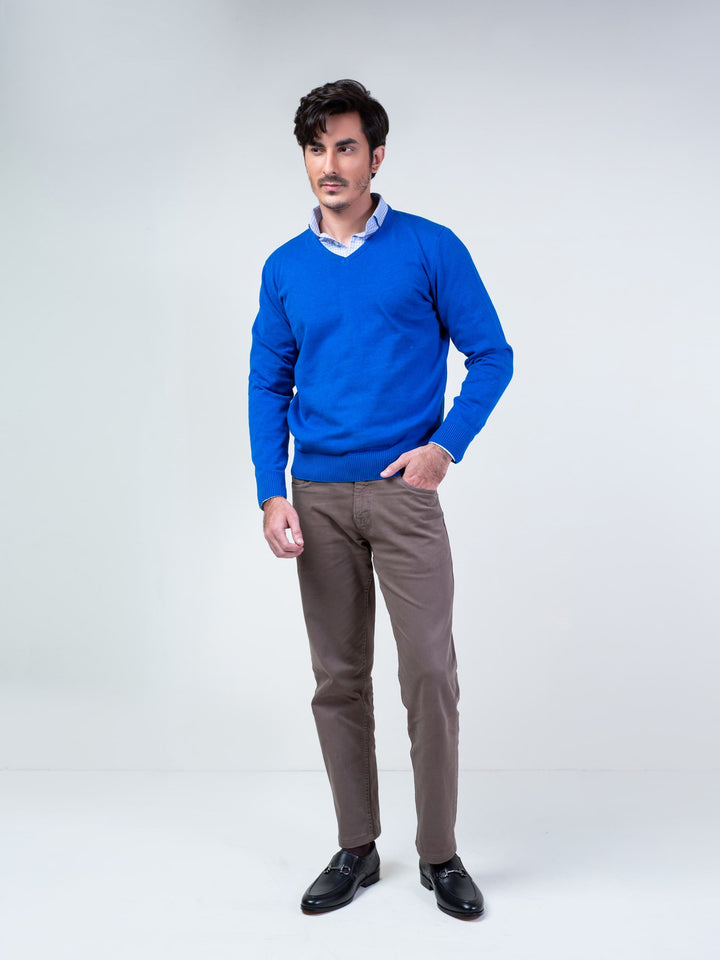 Royal Blue Full Sleeve V-Neck Sweater Brumano Pakistan