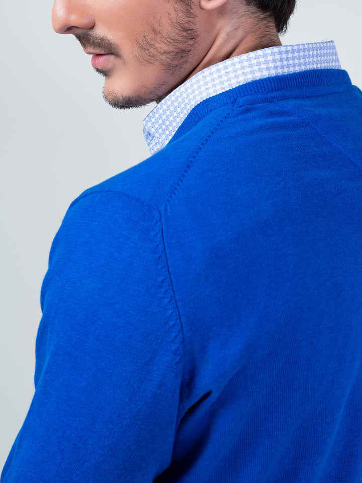 Royal Blue Full Sleeve V-Neck Sweater Brumano Pakistan