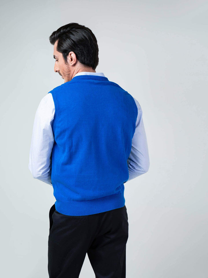Royal Blue Sleeveless V-Neck sweater Brumano Pakistan