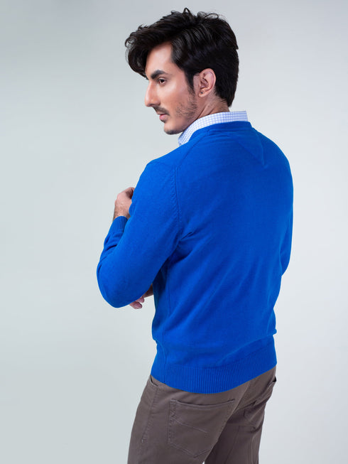 Royal Blue Full Sleeve V-Neck Sweater Brumano Pakistan