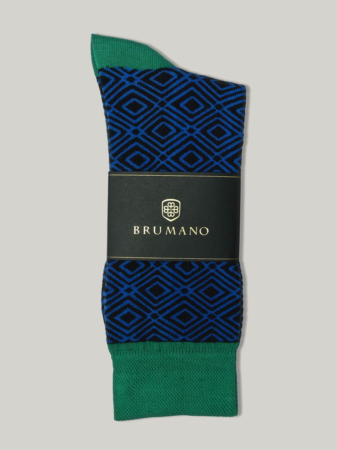Royal Blue & Green Geo Patterned Cotton Socks Brumano Pakistan