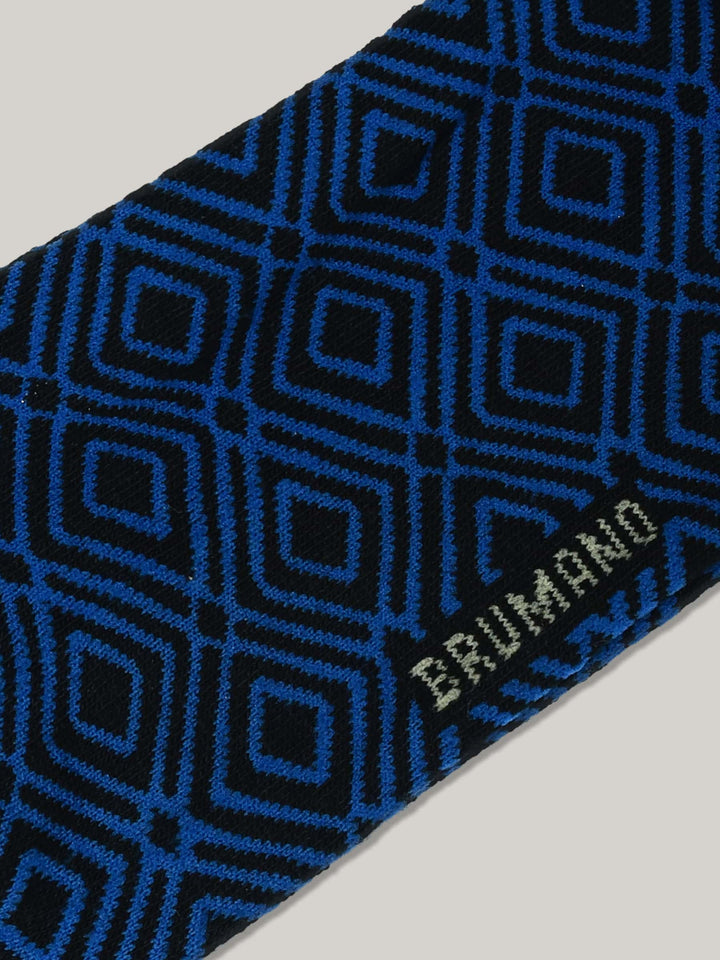 Royal Blue & Green Geo Patterned Cotton Socks Brumano Pakistan