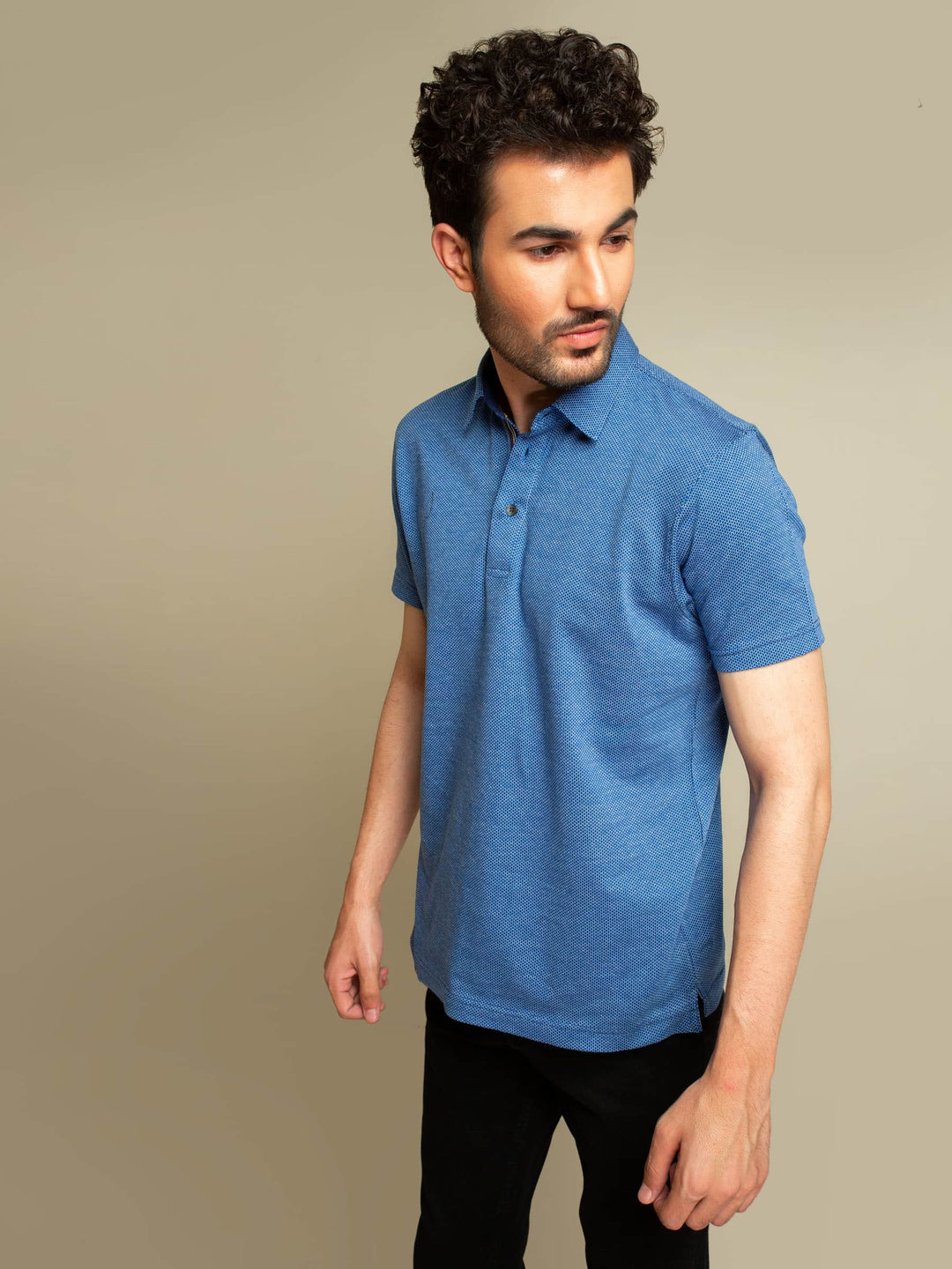 Royal Blue Jacquard Polo Shirt Brumano Pakistan