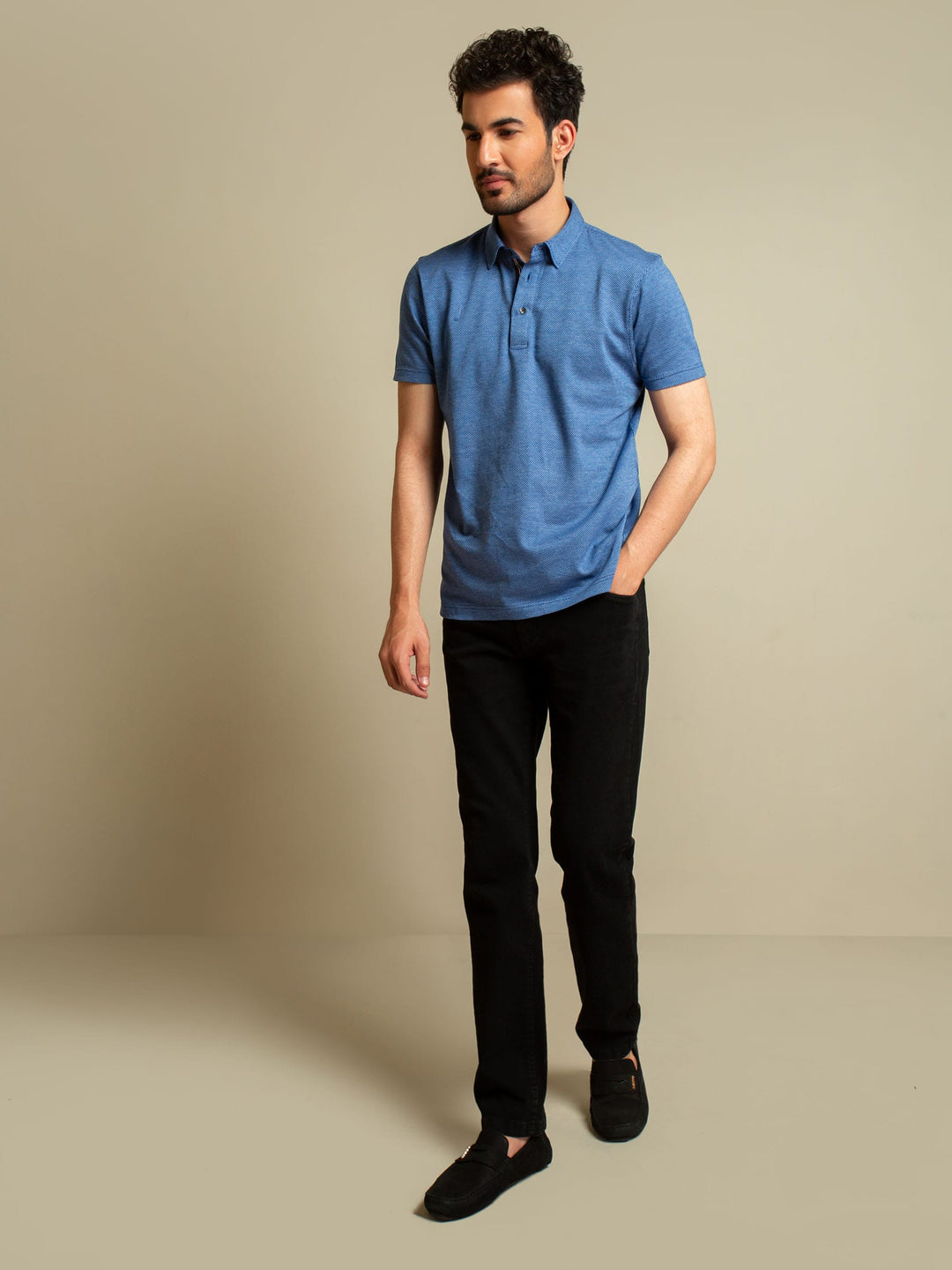 Royal Blue Jacquard Polo Shirt Brumano Pakistan